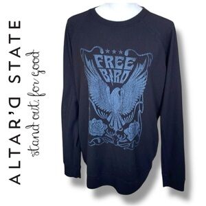 Altar’d State Free Bird Eagle Black Vintage Graphic Oversized Sweatshirt Size L